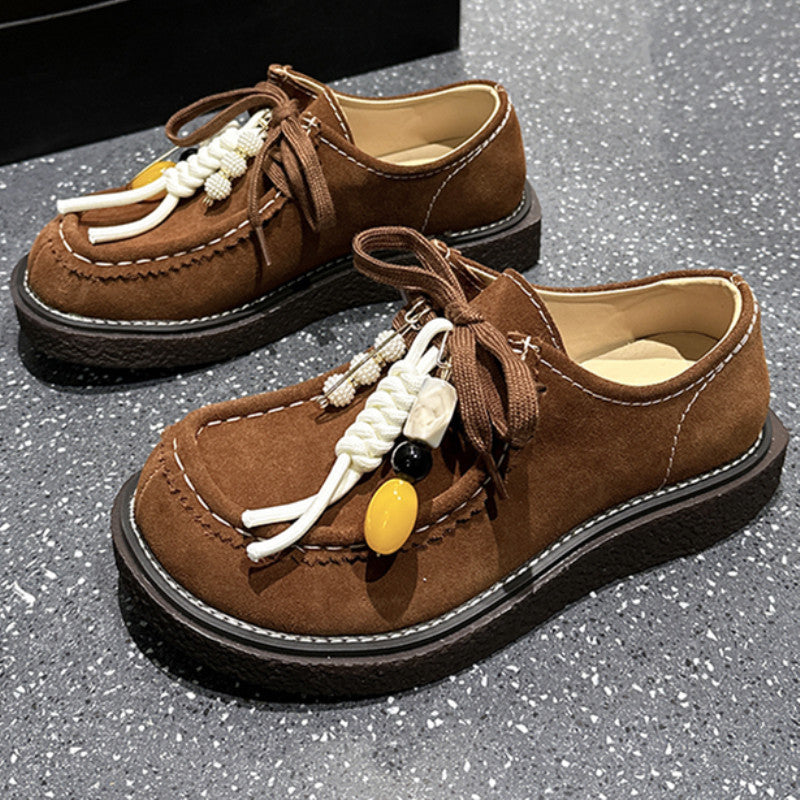 Women's Genuine Big Toe Derby Platform Spring Loafers