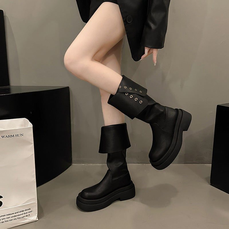 Small Chunky Below The Knee Two-way Wear Heels