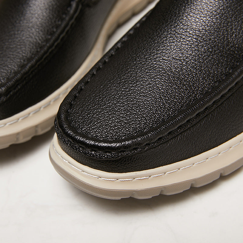 Men's Soft Sheepskin Pumps Spring Slip-on Comfortable Casual Shoes
