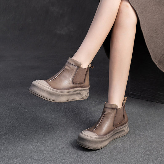Women's Bottom Retro Distressed Hand-rub Color Single-layer Casual Shoes