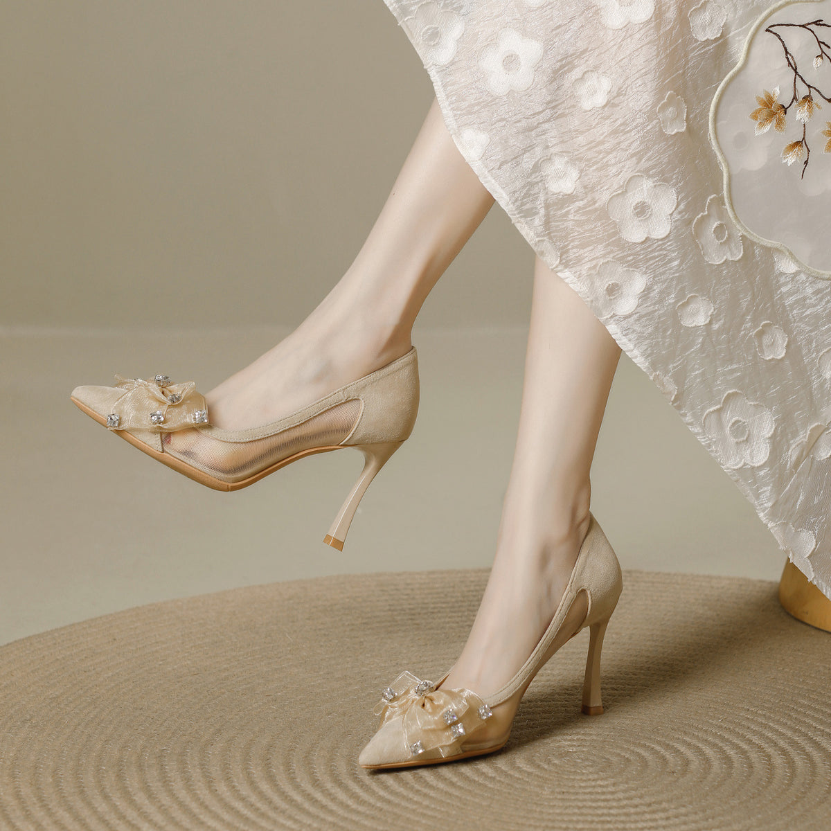 Women's Pumps Summer Dress Bow Gentle Fairy Lady Style Women's Fashion Shoes