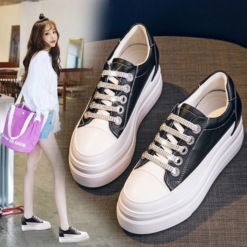 Women's Platform White Spring Small Height Increasing Casual Shoes