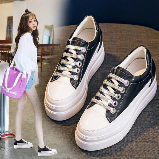 Women's Platform White Spring Small Height Increasing Casual Shoes