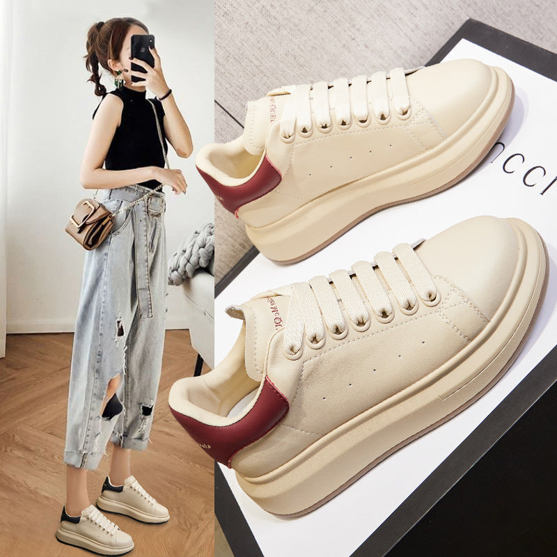 Women's European High-rise Four White Breathable Versatile Casual Shoes