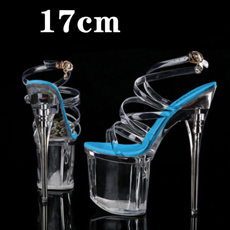 Women's Size Super High Peep Toe With Sier Fine Sandals