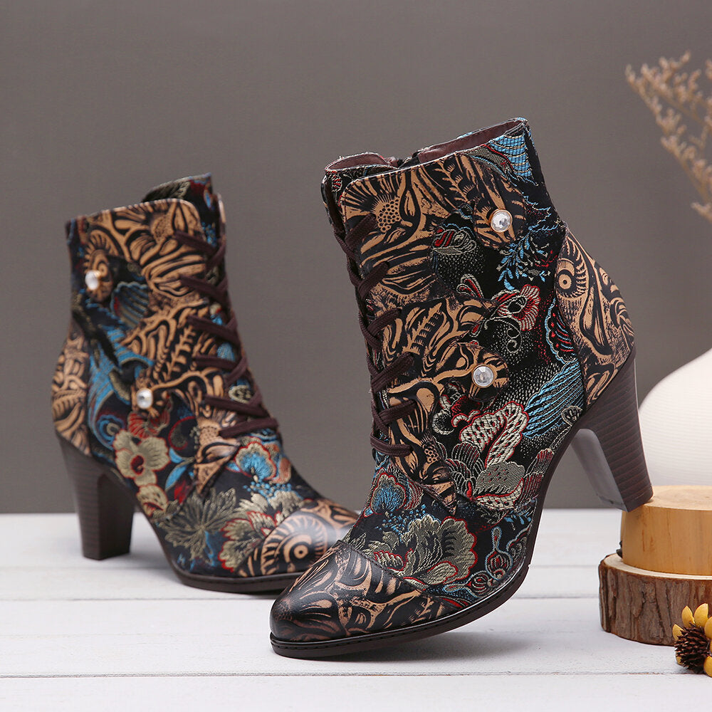 Women's Spring Viscose Pointed Low-cut Muffin Black Boots