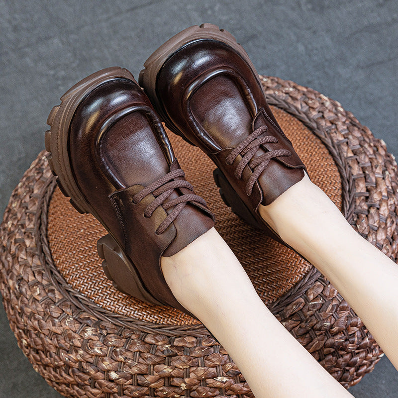 Women's Autumn Chunky Soft Back Thick Genuine Casual Shoes