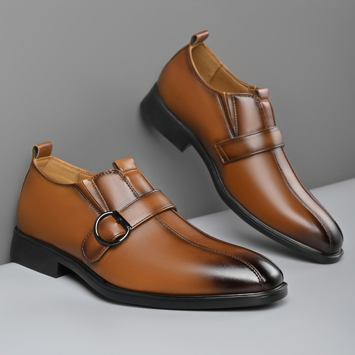 Men's British Pointed Lazy Slip On Korean Leather Shoes