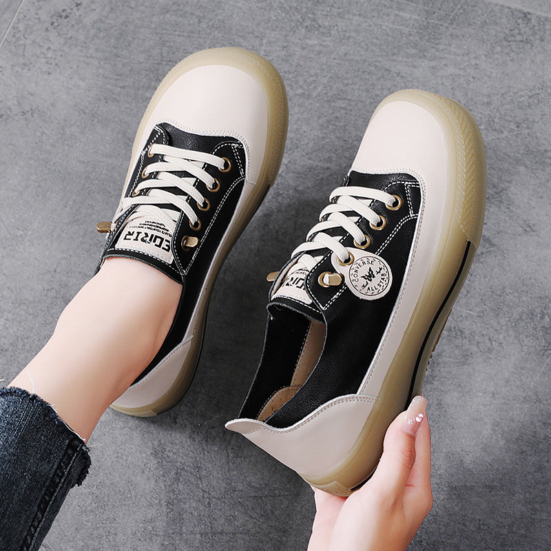 Women's Slip-on Cowhide Board Autumn Genuine Soft Casual Shoes