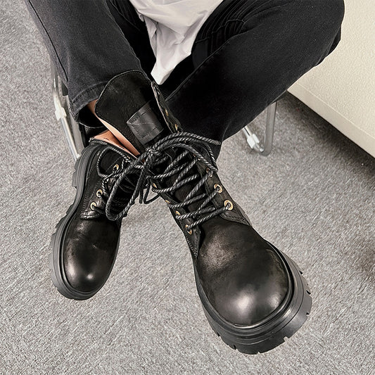 Women's British Style Lace Up Thick Bottom Boots
