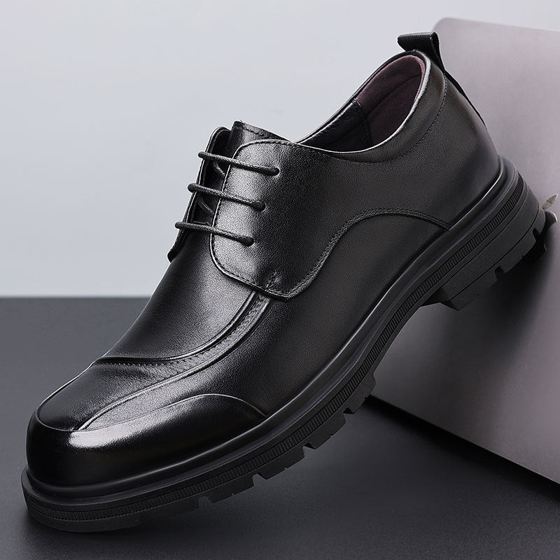 Men's Cowhide Business Spring Fashion Comfortable Big Head Derby Leather Shoes