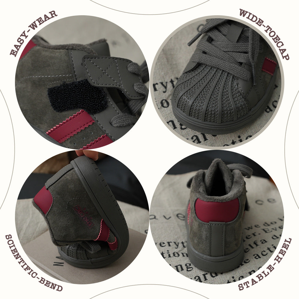 Children's Retro Style Board Winter Fleece-lined Boys Kid's Sneakers