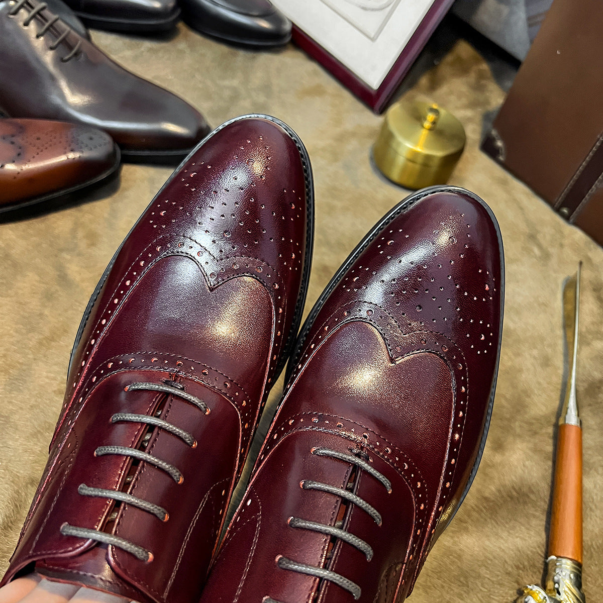 Men's Formal British Business Carved Oxford Brogue Leather Shoes
