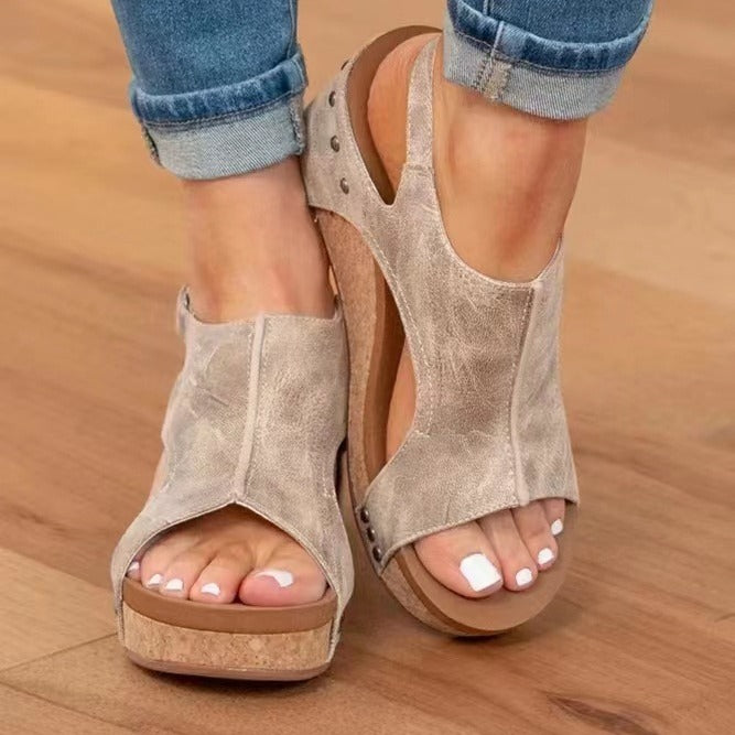 Women's Plus Size Wedge Fashion Peep Toe Sandals
