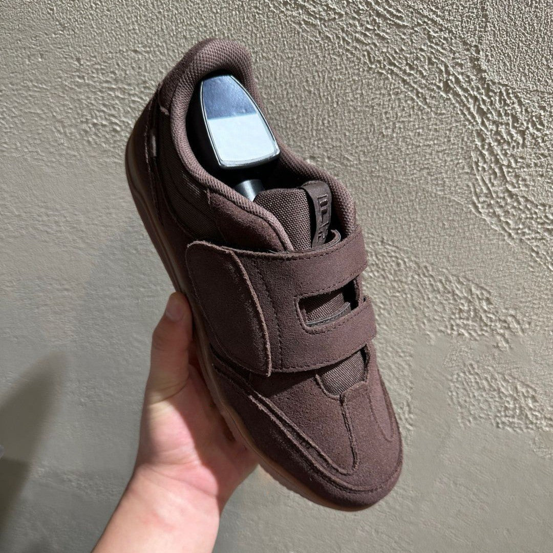 Women's Cowhide Version Niche Velcro Round Toe Sneakers