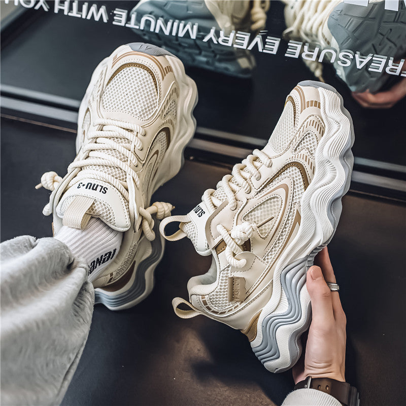 Men's Autumn Mesh Breathable Design Wave Platform Sneakers