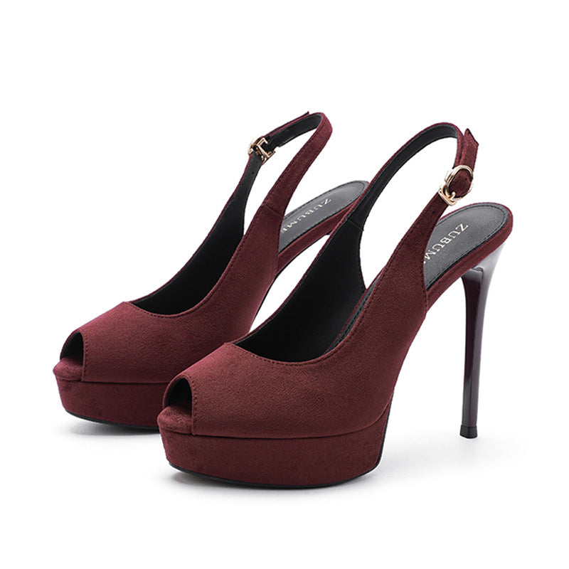 Women's Sexy Temperament Peep Toe Stiletto High Slingback Sandals