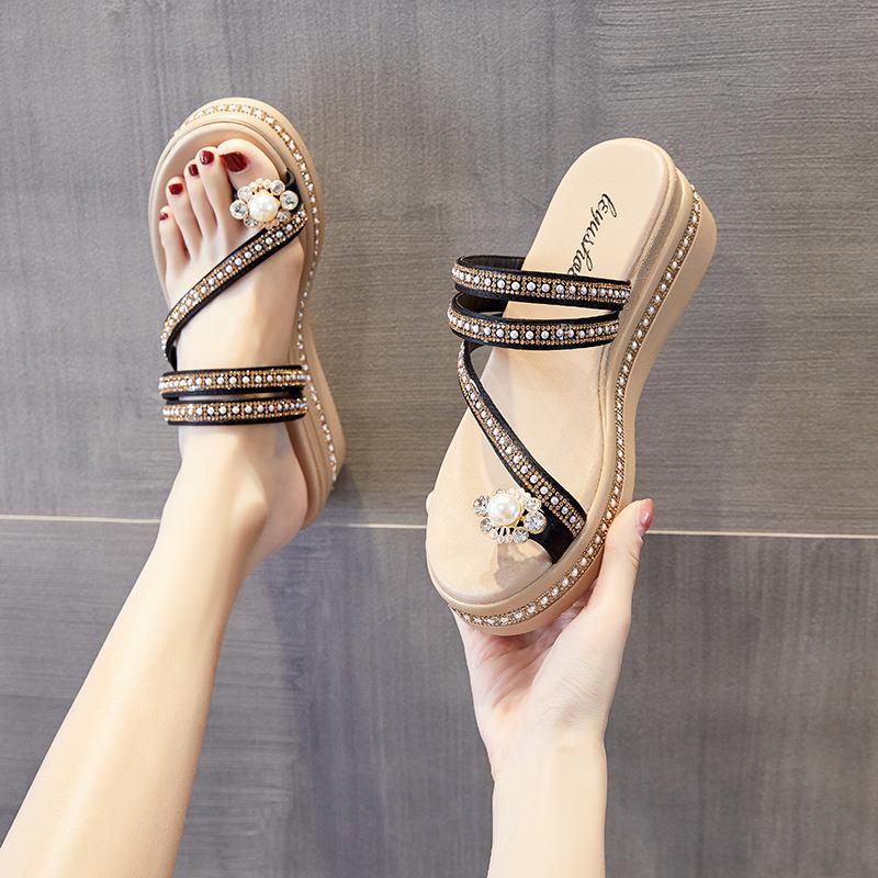 Women's Toe Covering Elevator Wild Fairy Wind Slippers