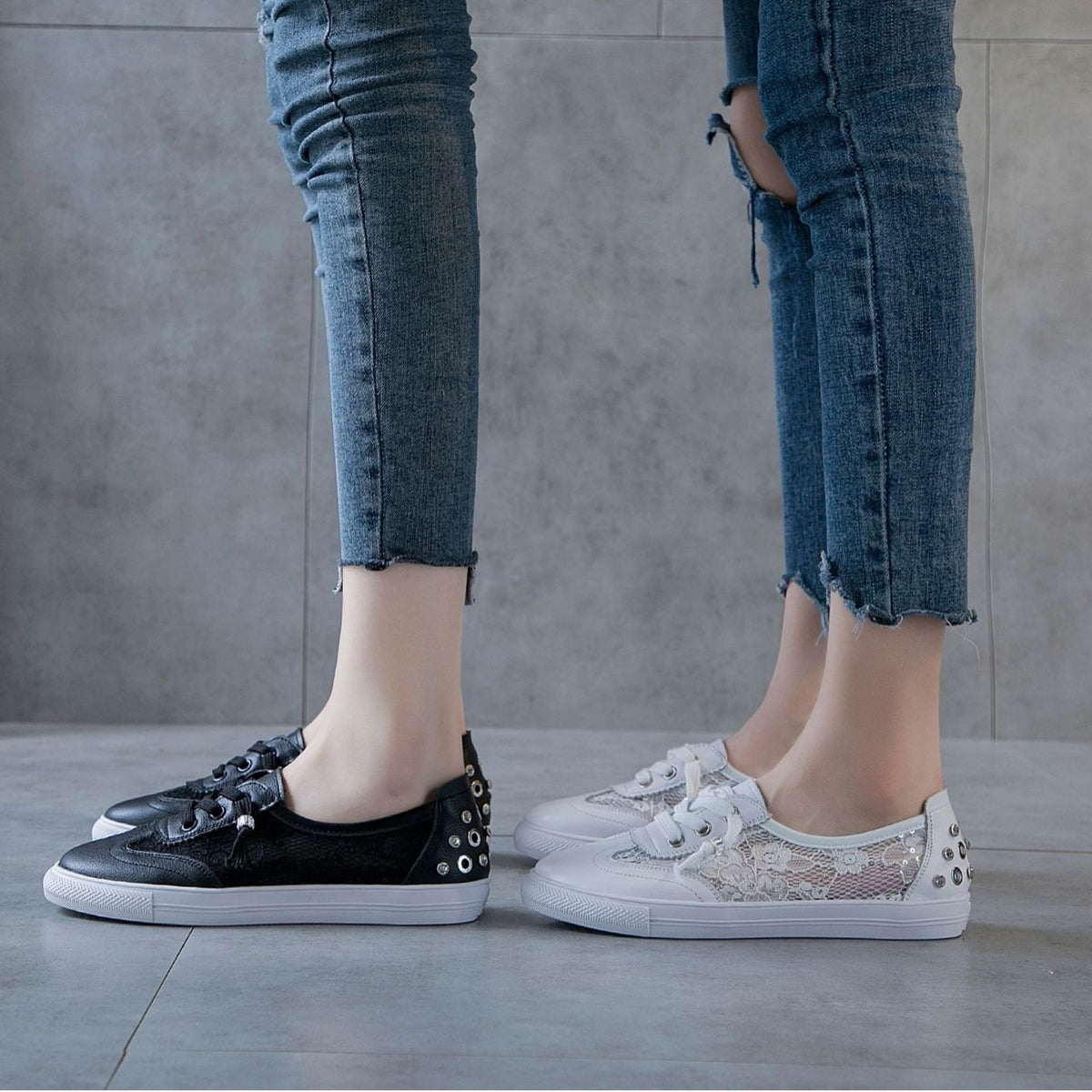 Women's White Authentic Hollow Out Korean Style Women's Casual Shoes