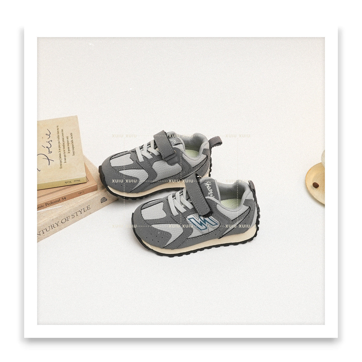 Children's American Retro Fleece-lined Boys Velcro Sneakers