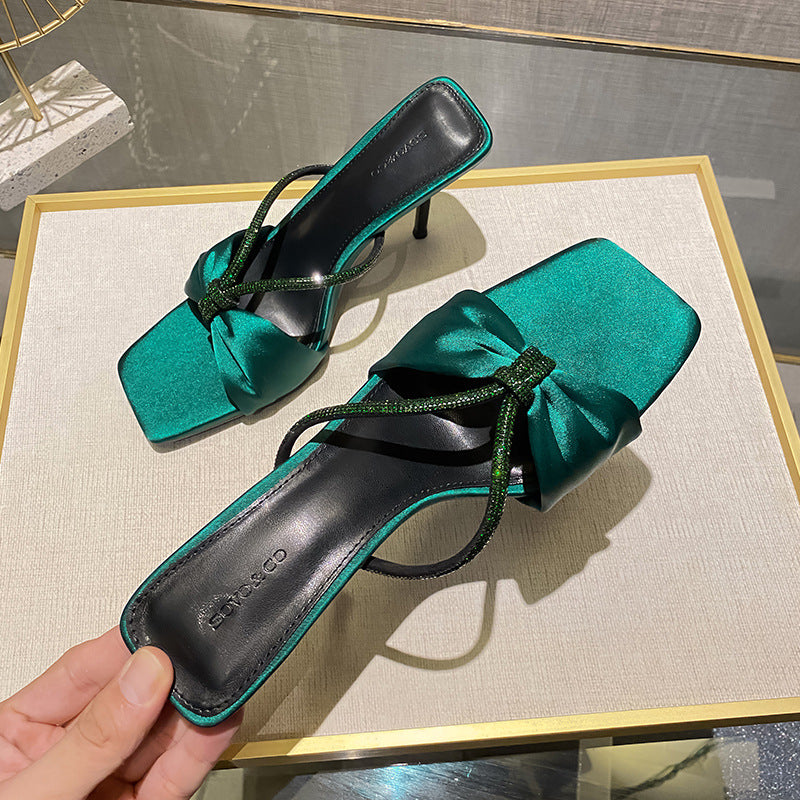 Women's Rhinestone Bow Strap For Sexy Open Toe Heels