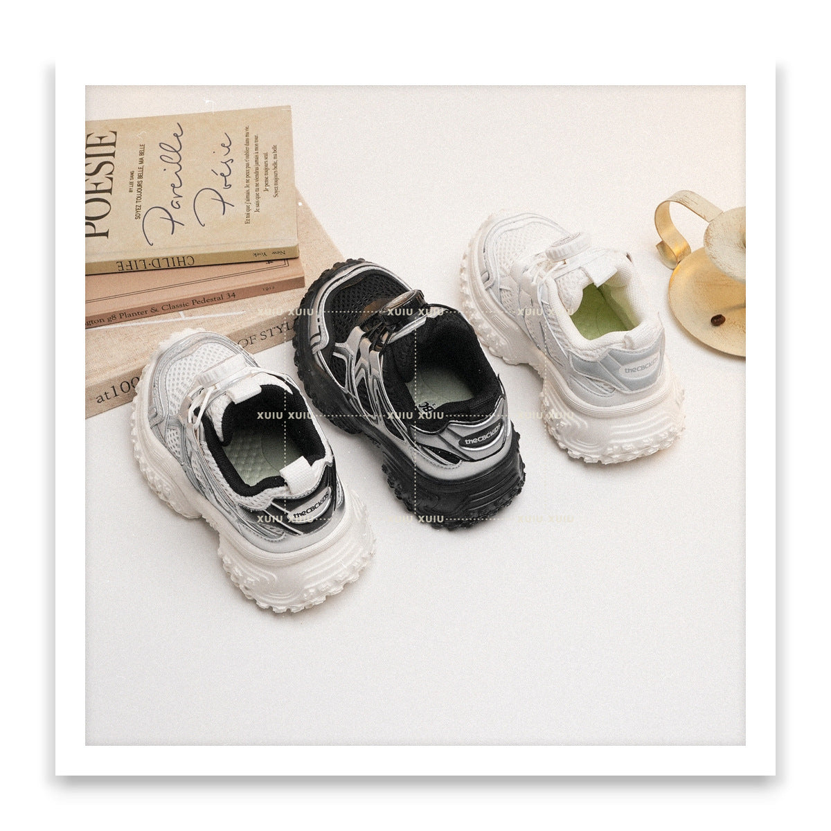 Children's Paris Fashion Retro Spring Double Net Kid's Sneakers