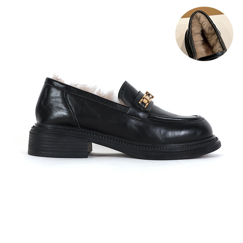 Sheepskin Version Authentic British Style Thick Bottom Loafers
