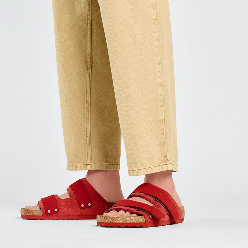 Women's & Men's Genuine Cork Summer Outerwear Suede Velcro Slippers