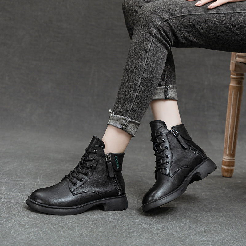 Women's Top Layer Cowhide Martin Autumn Genuine Boots