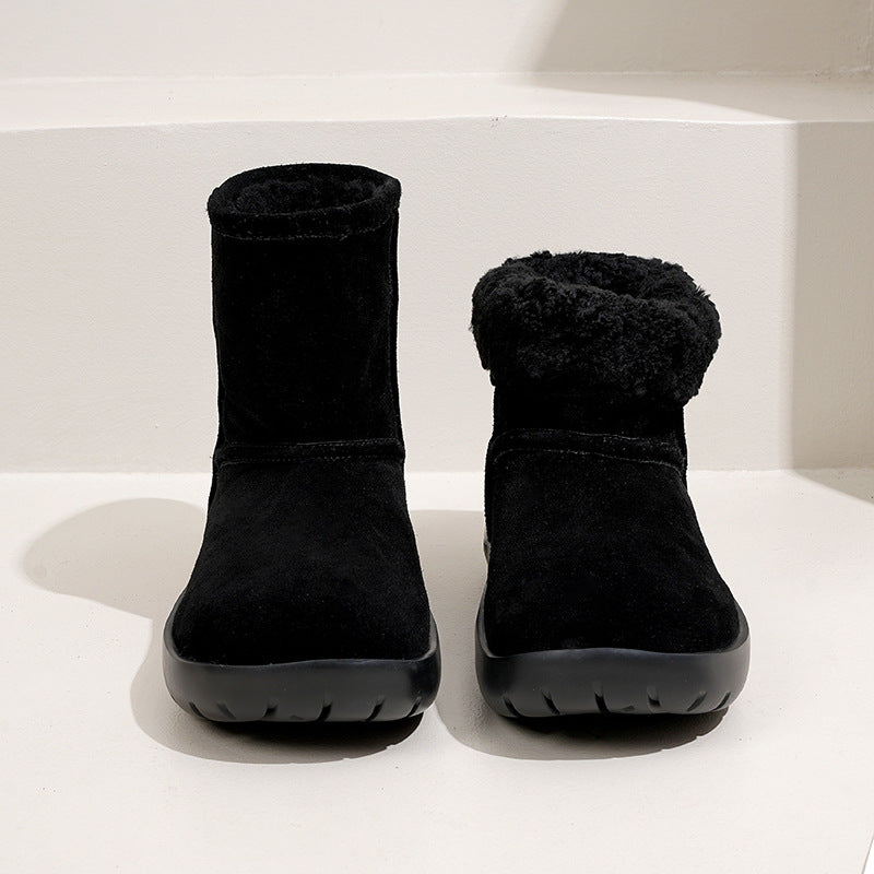 Women's Fleece-lined Brushed Veet Korean Style Fashion Snow Boots
