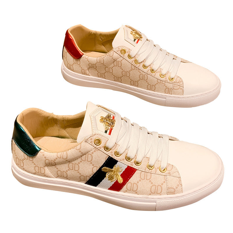 Women's & Men's Little Bee White Board High Version Sneakers