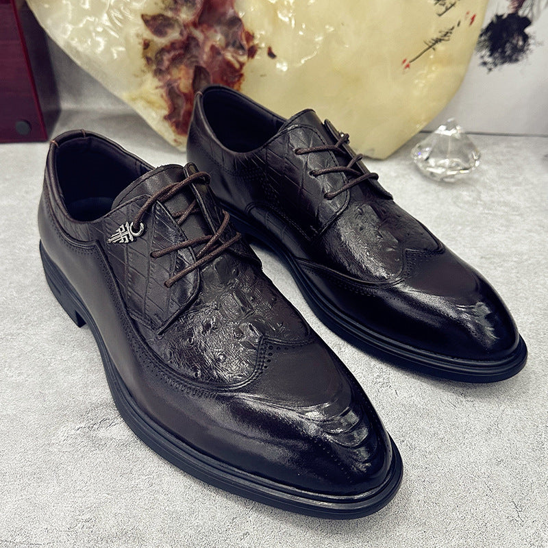 Men's Brogue British Wild Breathable Handmade Wedding Men's Business Leather Shoes