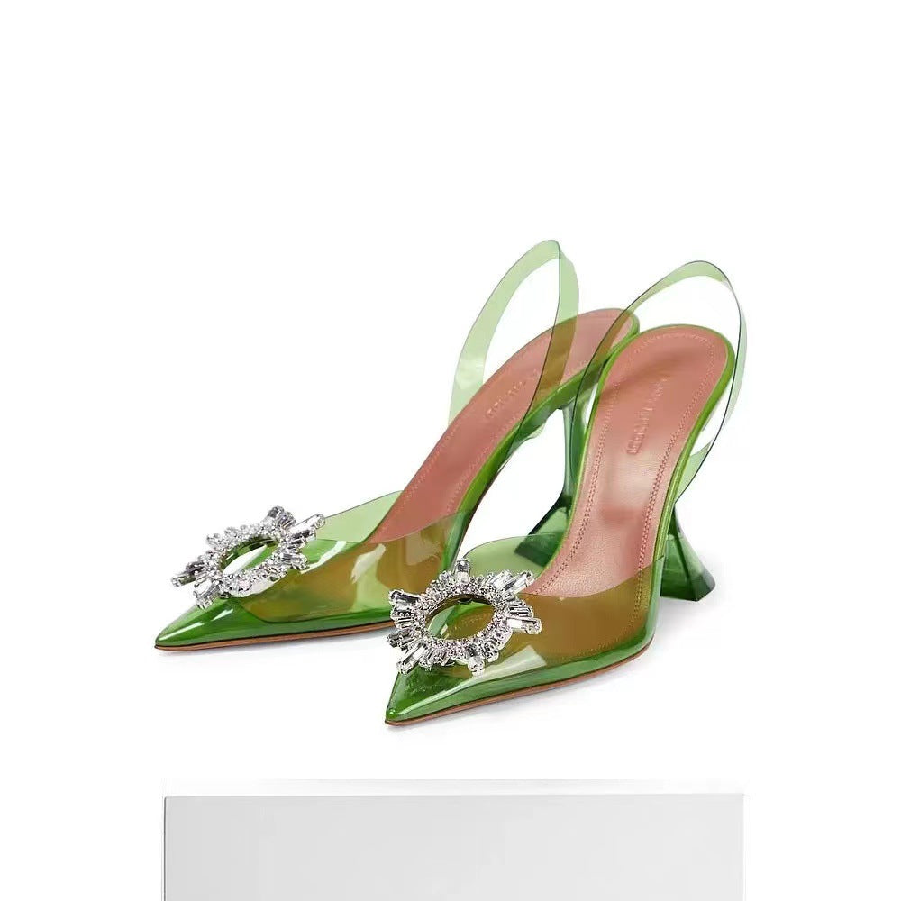 Women's French Crystal High Spring Rhinestone Sun Heels