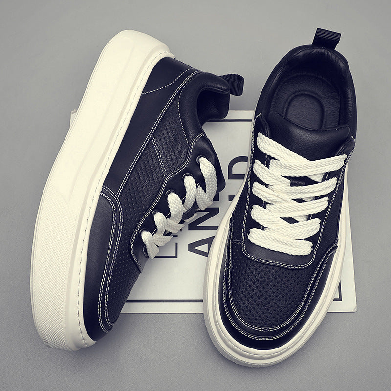 Men's Top Layer Cowhide Versatile Trendy Platform Men's Board Shoes