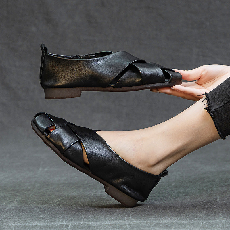 Women's Bag Roman Style Flat Soft Bottom Surface Hollow Sandals