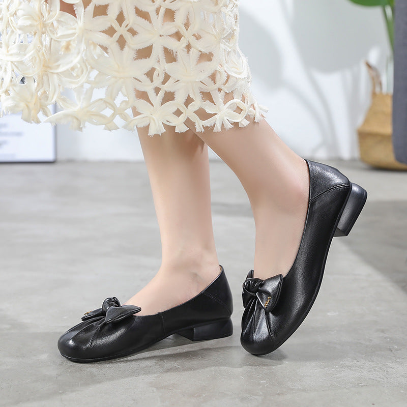 Women's Summer Shallow Mouth Round Head Slip-on Casual Shoes