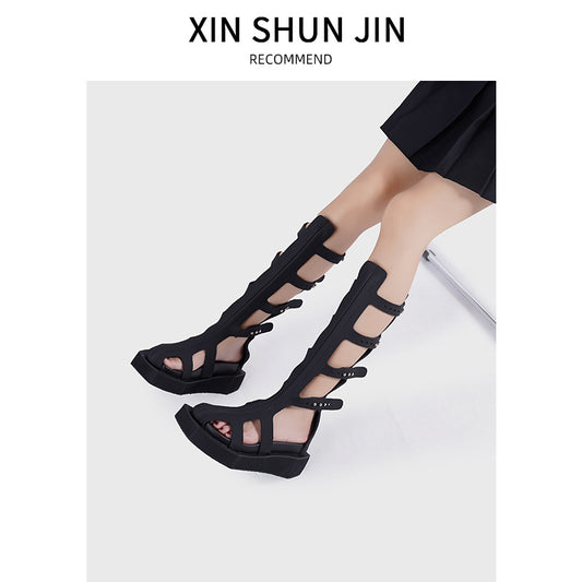 Women's High Leg Fashion Slimming Martin Trendy Sandals