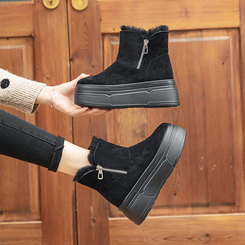 Women's Heightening Thickening Wool Fluffy Cotton Winter Snow Boots
