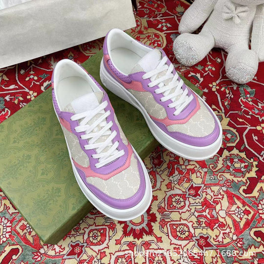 Women's Home Platform White Board Thick Sole Height Sneakers