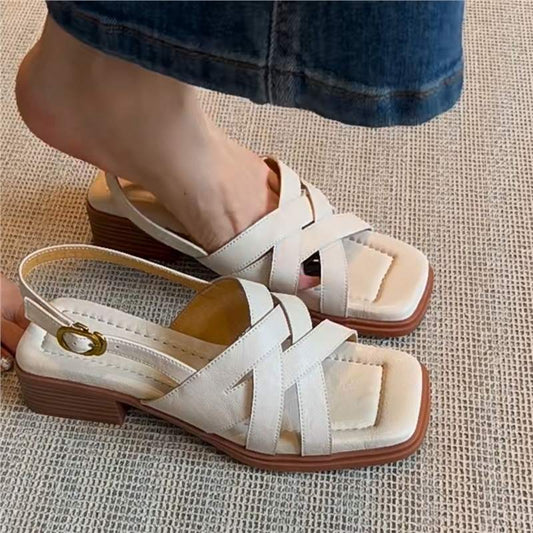 Women's Summer Version Cross Artistic Retro Soft Heels