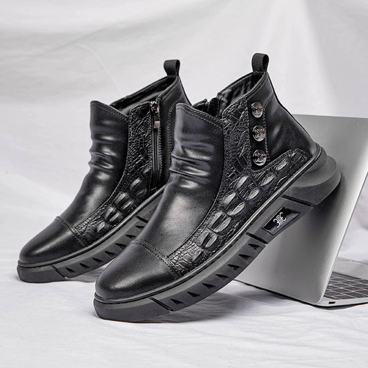 Men's Genuine Korean Fashion Black Plus Veet Sneakers