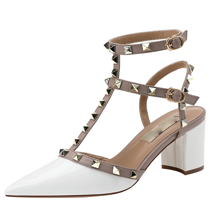 Women's Version Closed Toe Rivet Summer Pointed Heels