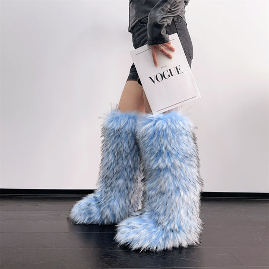 High Leg Knee-high Warm Imitation Fox Snow Boots