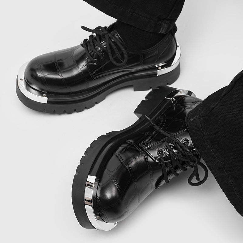 Men's Green British Style Big Head Trendy Men's Shoes