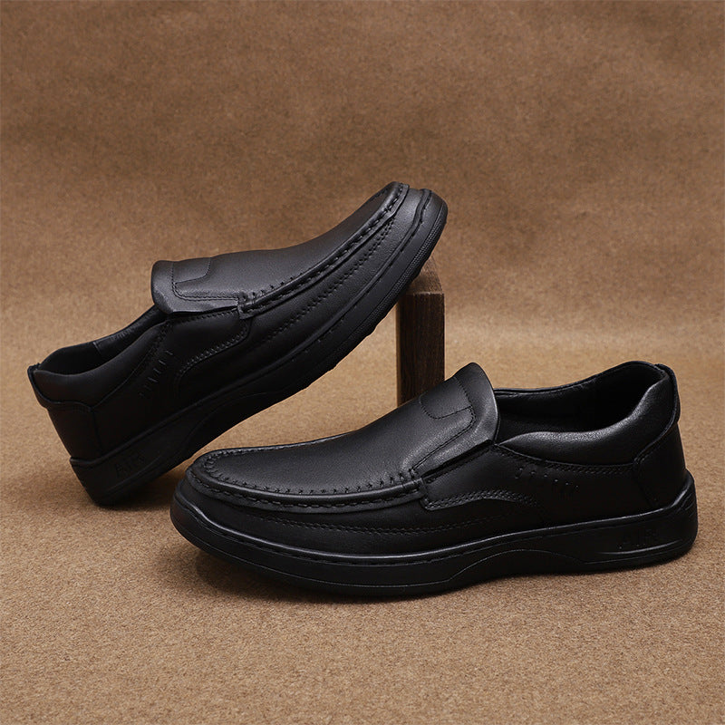 Men's Soft Leisure Slip On First Layer Cowhide Autumn Sleeve Wire Men's Business Leather Shoes