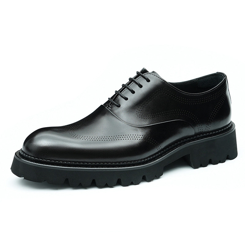 Men's Cowhide Formal Wear Thick Bottom Increased Men's Business Leather Shoes