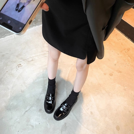 Women's Su Mini Cowhide Genuine Flat British Leather Shoes