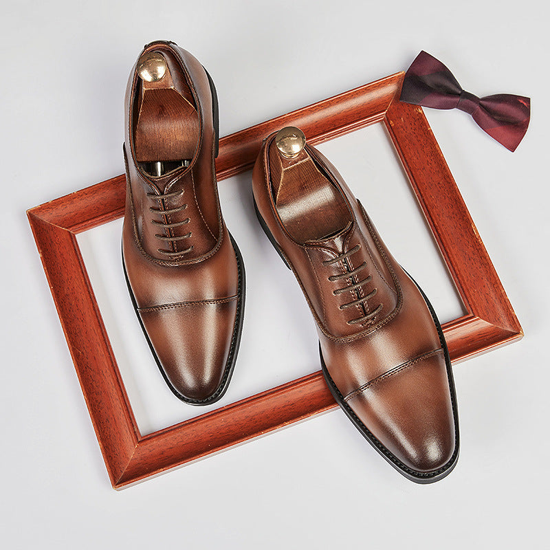 Men's Business Genuine Formal Lace Wedding Three Leather Shoes