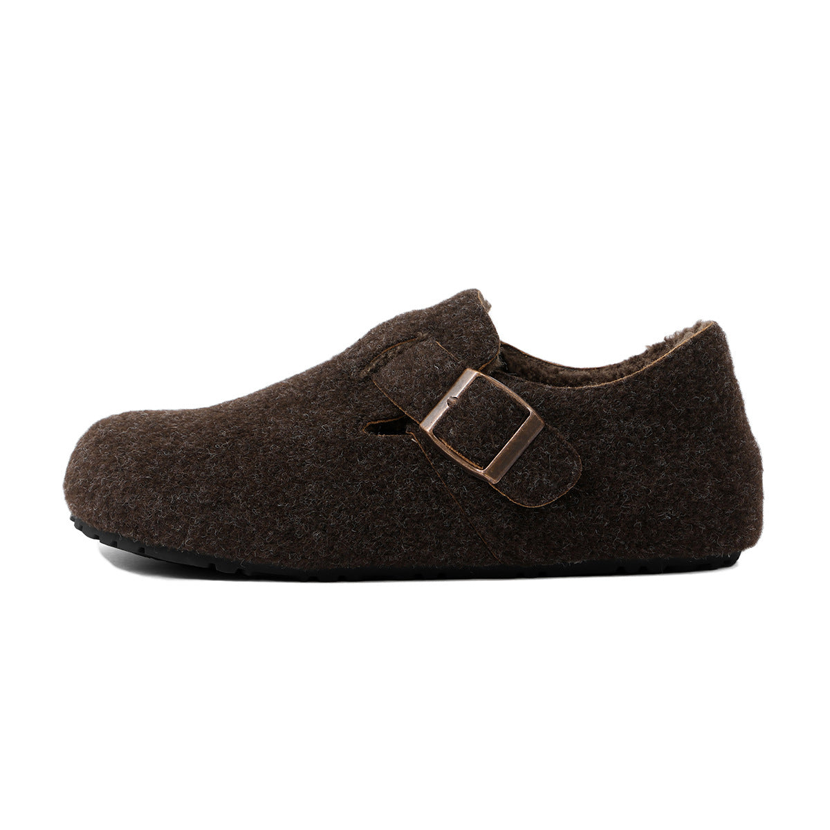 Women's Belt Buckle Round Toe Flat Korean Style Vintage Women's Shoes