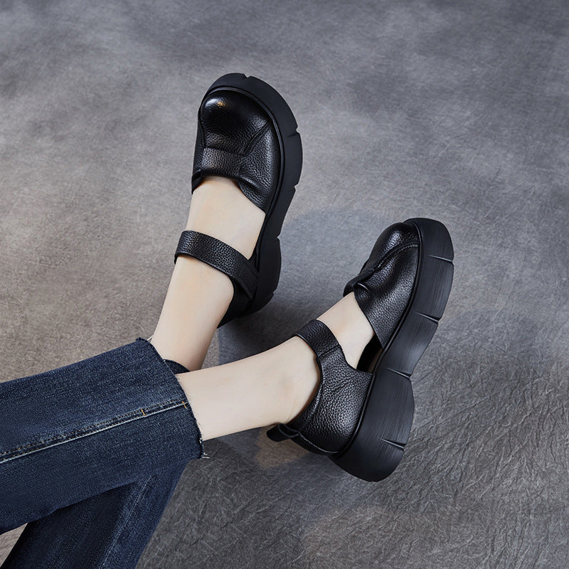 Closed Toe Strap Breathable Lightweight Platform Vintage Hollow Sandals